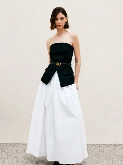 Clearance Pleated Plain Maxi Skirt Skirts|Bottoms