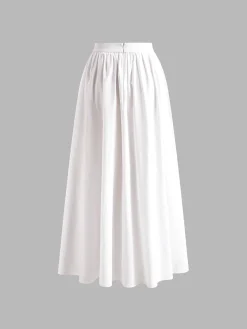 Clearance Pleated Plain Maxi Skirt Skirts|Bottoms