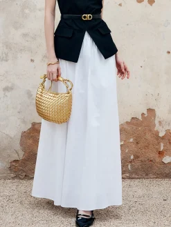 Clearance Pleated Plain Maxi Skirt Skirts|Bottoms