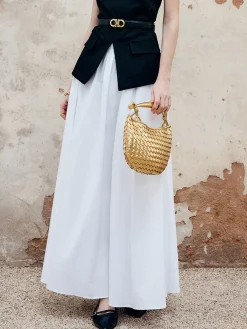 Clearance Pleated Plain Maxi Skirt Skirts|Bottoms
