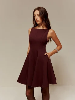 Sale Pleated Pockets Tank Short Dress Cocktail & Party Dresses|Short Dresses