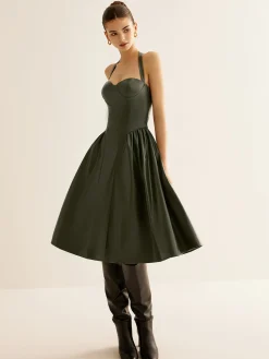 New Pleated PU Leather Cami Dress Dresses