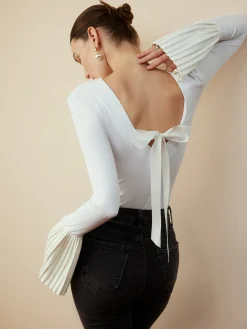 Online Pleated Ruffle Sleeve Blouse Blouses & Shirts|Tops