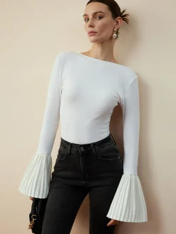 Online Pleated Ruffle Sleeve Blouse Blouses & Shirts|Tops
