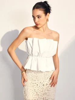 Outlet Pleated Ruffle Trim Tube Top Tank Tops & Camis|Tops