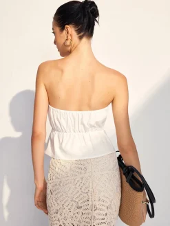 Outlet Pleated Ruffle Trim Tube Top Tank Tops & Camis|Tops