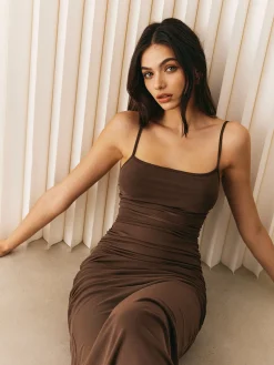 Discount Pleated Semi-Sheer Cami Dress Casual Dresses|Cocktail & Party Dresses