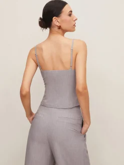 Outlet Pleated Sleeveless Plain Pants Set Pants Sets|Matching Sets