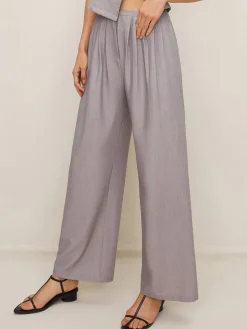 Outlet Pleated Sleeveless Plain Pants Set Pants Sets|Matching Sets