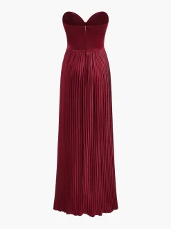 Outlet Pleated Slim Tube Long Dress Dresses