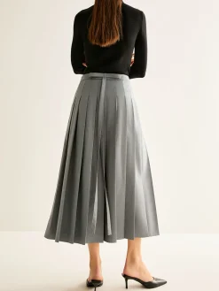 Clearance Pleated Slit Zipper Skirt Skirts|Bottoms