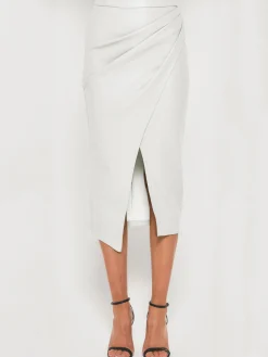 New Pleated Split PU Leather Skirt Skirts|Bottoms