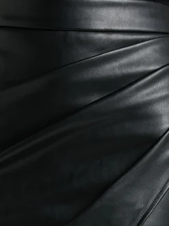 Clearance Pleated Split PU Leather Skirt Skirts|Bottoms