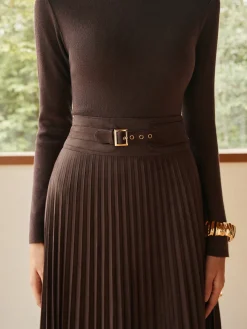Discount Pleated Suede Skirt Skirts|Bottoms