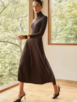 Discount Pleated Suede Skirt Skirts|Bottoms