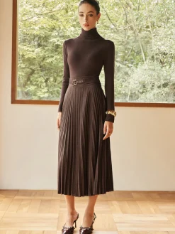 Discount Pleated Suede Skirt Skirts|Bottoms