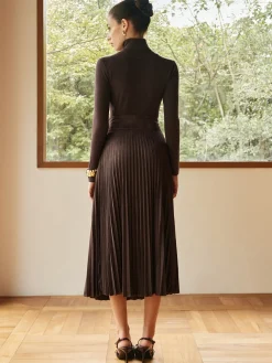 Discount Pleated Suede Skirt Skirts|Bottoms