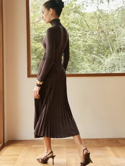 Hot Pleated Suede Skirt Skirts|Bottoms