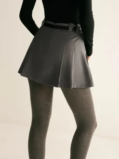 Pleated Suit Mini Skirt Without Belt Skirts|Bottoms