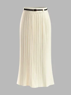 Outlet Pleated Sweater Skirt With Belt Skirts|Knitwear