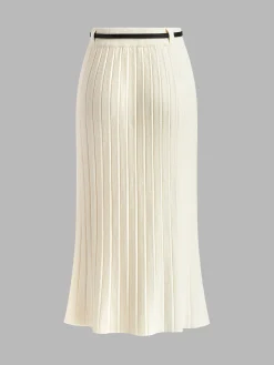 Outlet Pleated Sweater Skirt With Belt Skirts|Knitwear
