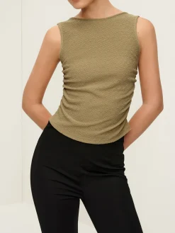 Clearance Pleated Tie Back Plisse Tank Top Tank Tops & Camis|Tops