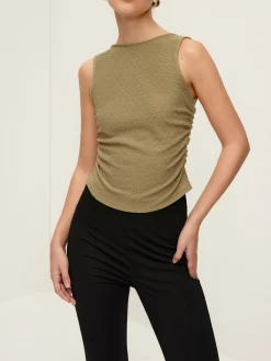 Clearance Pleated Tie Back Plisse Tank Top Tank Tops & Camis|Tops