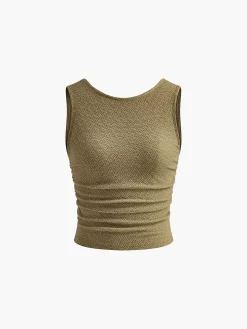 Clearance Pleated Tie Back Plisse Tank Top Tank Tops & Camis|Tops