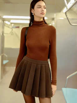 Pleated Tweed Mini Skirt Skirts|Bottoms