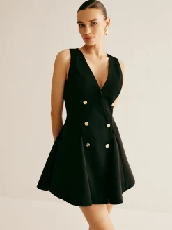 Discount Pleated Umbrella Shape Tank Dress Black Dresses|Casual Dresses
