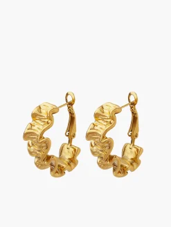 Online Pleated Wave Textured Hoop Earrings Earrings|Accessories