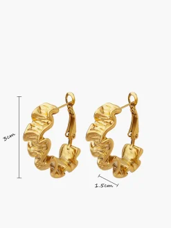 Online Pleated Wave Textured Hoop Earrings Earrings|Accessories