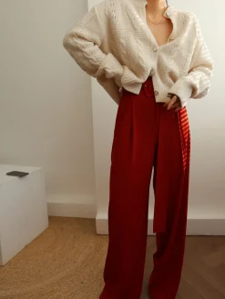 Best Pleated Wide Belted Pants Pants|Bottoms