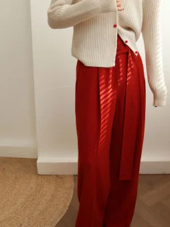 Best Pleated Wide Belted Pants Pants|Bottoms