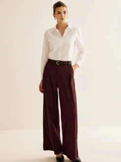 Pleated Wide Leg Pants Without Belt Wide Leg|Pants