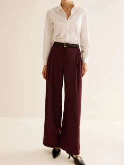 Pleated Wide Leg Pants Without Belt Wide Leg|Pants