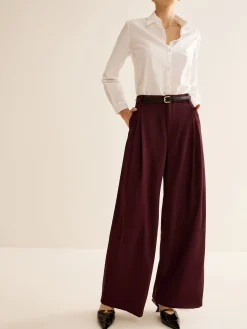 Pleated Wide Leg Pants Without Belt Wide Leg|Pants