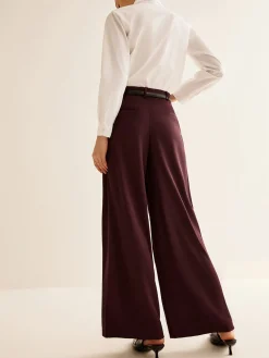 Pleated Wide Leg Pants Without Belt Wide Leg|Pants