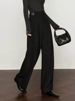 Discount Pleated Wide-Leg Pants Pants|Bottoms