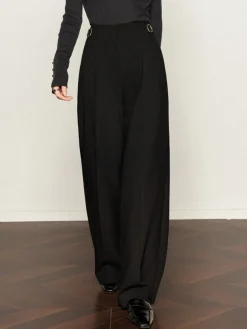 Discount Pleated Wide-Leg Pants Pants|Bottoms