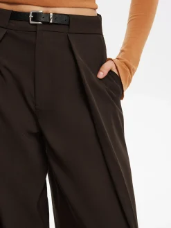 Sale Pleated Wide-Leg Pants With Belt Pants|Bottoms