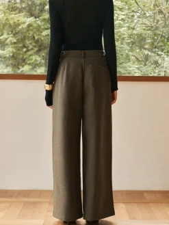 Online Pleated Wide-Leg Warm Pants Pants|Bottoms