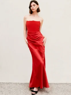 Discount Pleated Zipper Corset Tube Long Dress Cocktail & Party Dresses|Summer Dresses