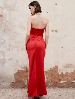 Discount Pleated Zipper Corset Tube Long Dress Cocktail & Party Dresses|Summer Dresses