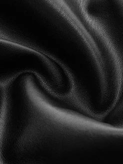 Sale Pleated Zipper Lapel PU Leather Jacket Outerwear|Tops