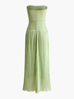 Pleated Zipper Plisse Tube Dress Cocktail & Party Dresses|Midi Dresses