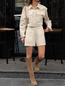 Sale Pocket Button Short Set Shorts Sets|Long Sleeve Sets