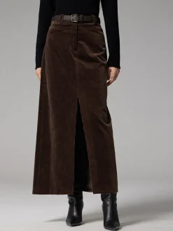 Pockets Corduroy Slit Maxi Skirt Skirts|Bottoms