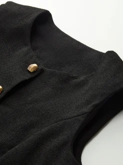 Best Pockets Golden Button Vest Vests|Outerwear