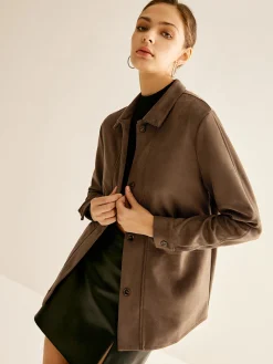 Outlet Pockets Suede Polo Shirt Blouses & Shirts|Tops